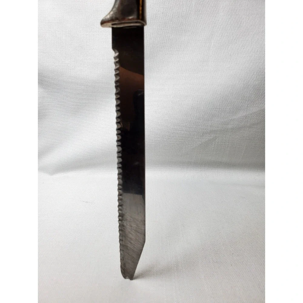 Vintage 1960s Miracle Worker Frozen Food Knife Carved Ivory Floral Handle MCM‎